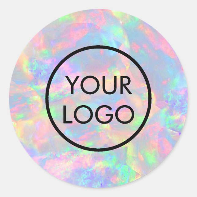 your logo on pastel opal classic round sticker (Front)