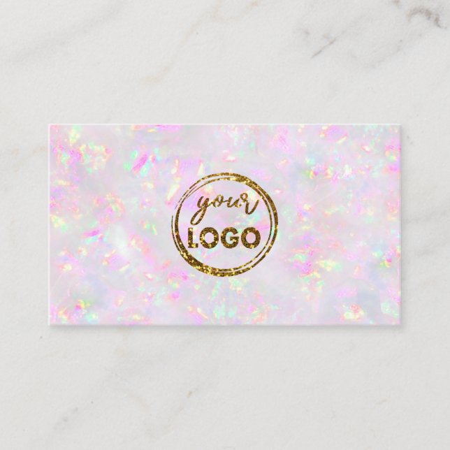 your logo on pastel opal mineral business card (Front)