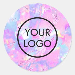 your logo on purple opal classic round sticker