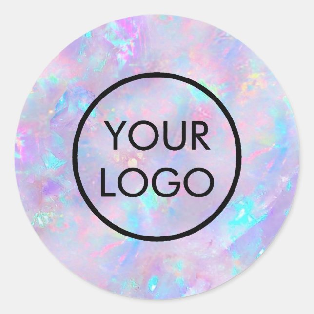 your logo on purple opal texture classic round sticker (Front)