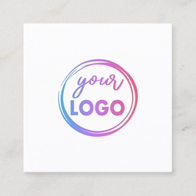 your logo on white background square business card (Front)