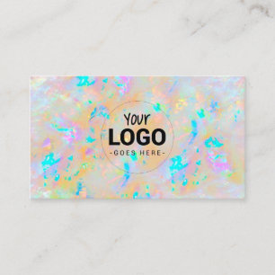 your logo on white opal texture business card