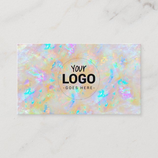 your logo on white opal texture business card (Front)