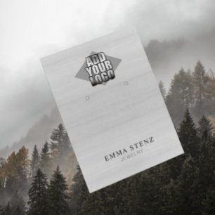 Your Logo on White Wood Earring Jewellery Display Business Card