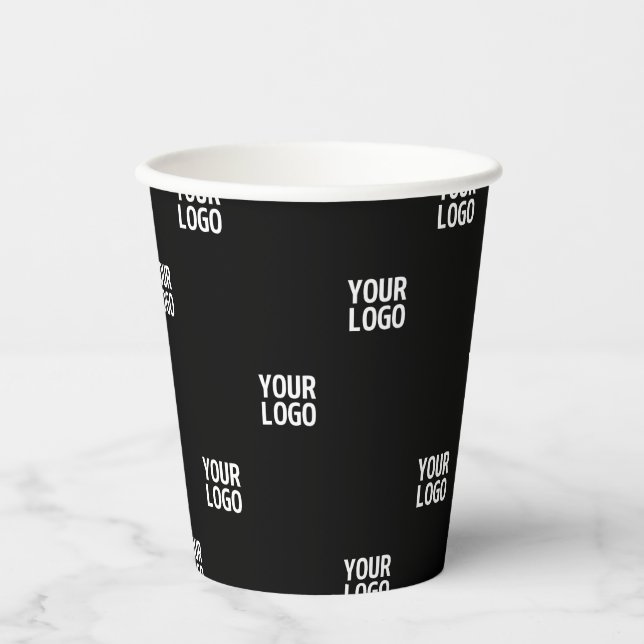 Your Logo or Any Image | Diagonal Stripes  Paper Cups (Front)