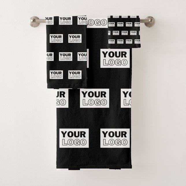 Your Logo or Design | Editable Colour Background  Bath Towel Set (Insitu)