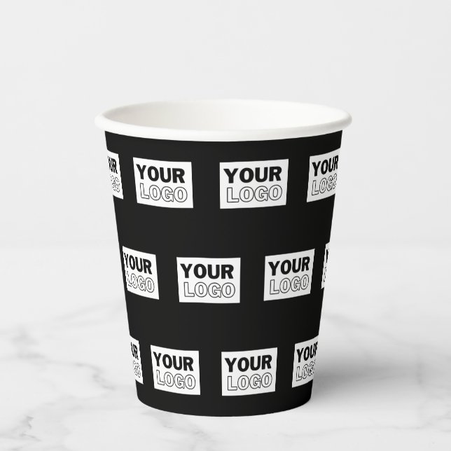 Your Logo or Design | Editable Colour Background  Paper Cups (Front)