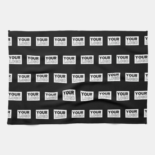 Your Logo or Design | Editable Colour Background  Tea Towel (Horizontal)