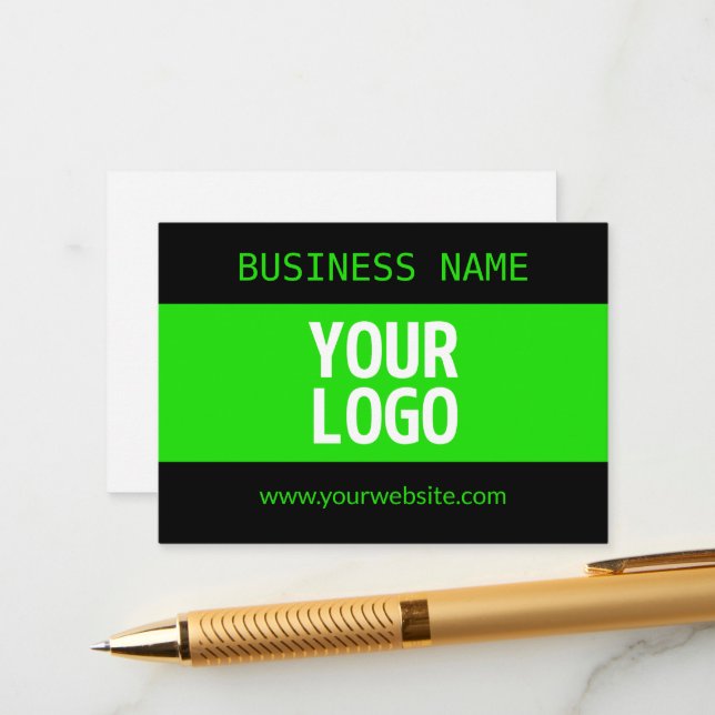 Your Logo or Image | Black & Bright Green Enclosure Card (Front/Back In Situ)