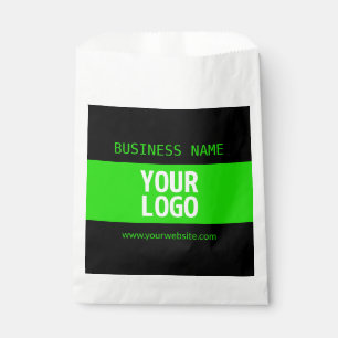Your Logo or Image Black & Bright Green Favour Bag