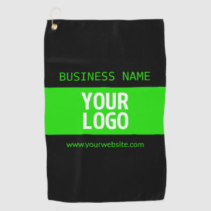 Your Logo or Image Black & Bright Green Golf Towel