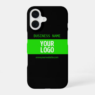 Your Logo or Image Black & Bright Green iPhone 16 Case
