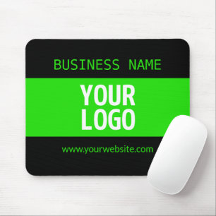 Your Logo or Image   Black & Bright Green Mouse Pad