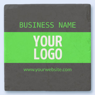 Your Logo or Image   Black & Bright Green Stone Coaster