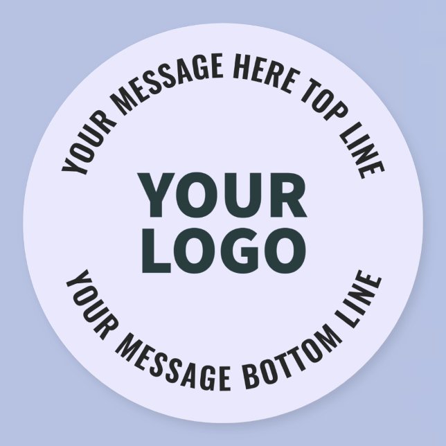 Your Logo or Image Editable Lavender & Black Text Classic Round Sticker (Creator Uploaded)