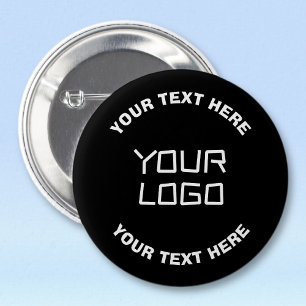 Your Logo or Image & Editable Text   Black & White 6 Cm Round Badge