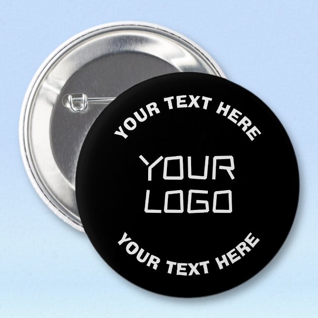 Your Logo or Image & Editable Text | Black & White 6 Cm Round Badge (Creator Uploaded)