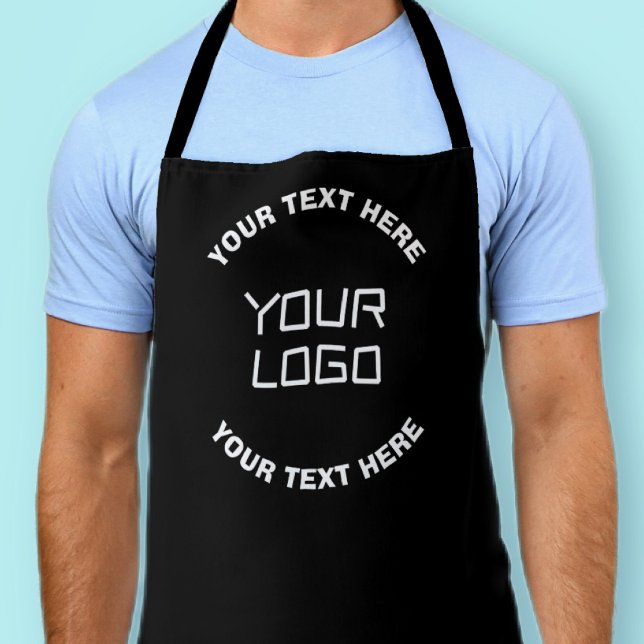 Your Logo or Image & Editable Text | Black & White Apron (Creator Uploaded)