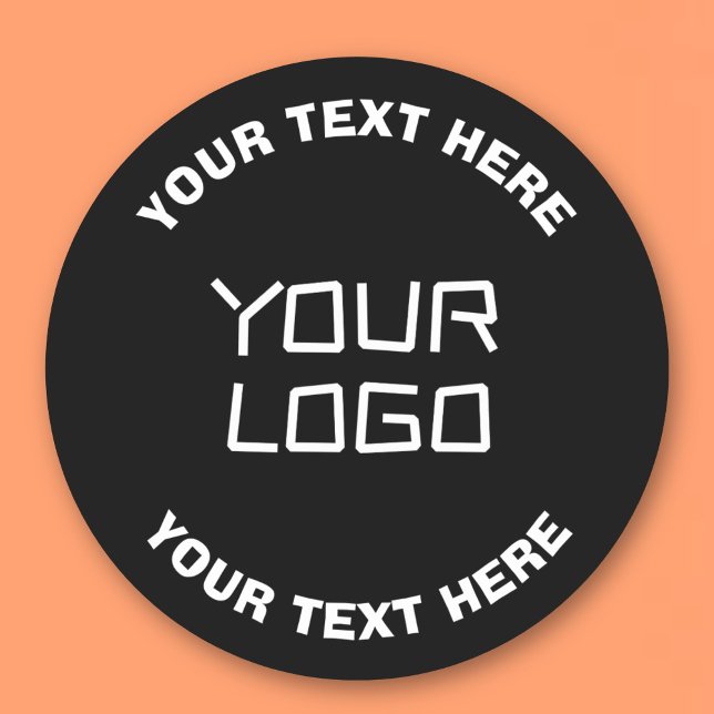 Your Logo or Image & Editable Text | Black & White Classic Round Sticker (Creator Uploaded)