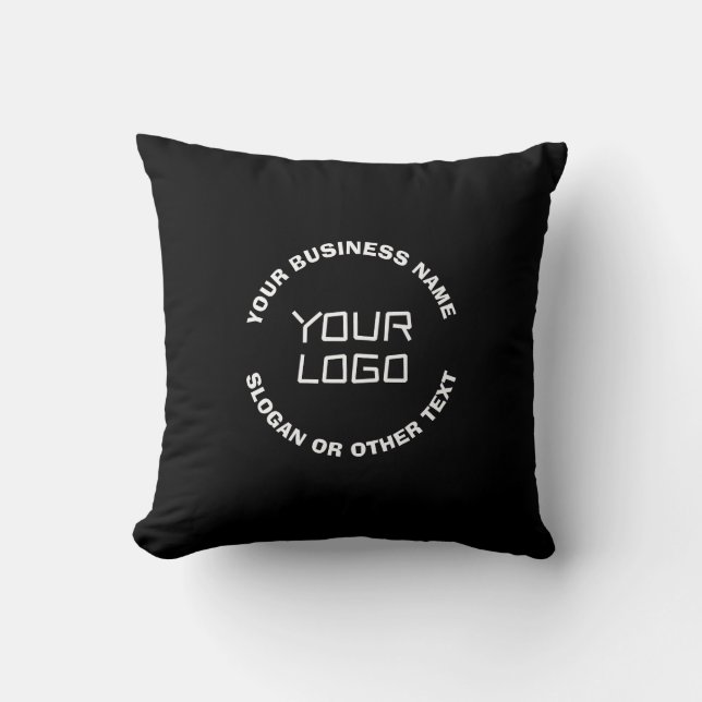 Your Logo or Image & Editable Text | Black & White Cushion (Front)