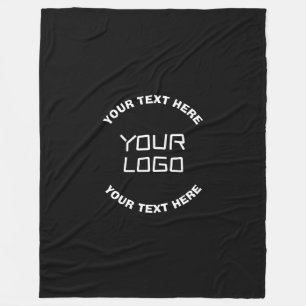 Your Logo or Image & Editable Text   Black & White Fleece Blanket