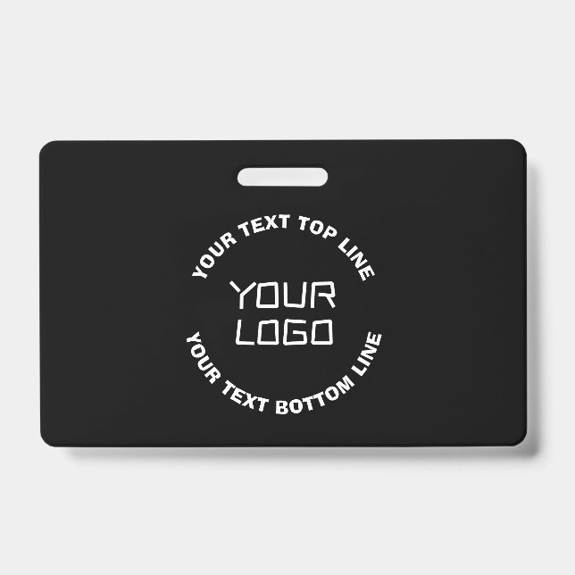 Your Logo or Image & Editable Text | Black & White ID Badge (Front)