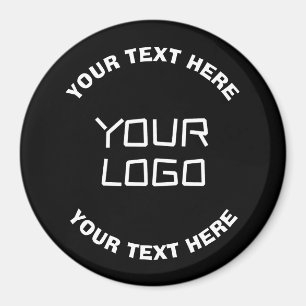 Your Logo or Image & Editable Text   Black & White Magnet
