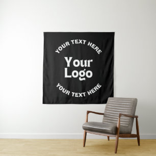 Your Logo or Image & Editable Text   Black & White Tapestry