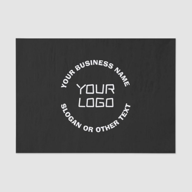 Your Logo or Image & Editable Text | Black & White Tissue Paper (Front)