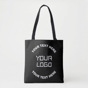 Your Logo or Image & Editable Text   Black & White Tote Bag