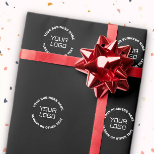 Your Logo or Image & Editable Text Black & White Wrapping Paper