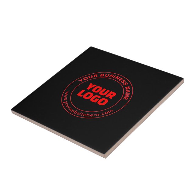 Your Logo or Image & Editable Text, Red or DIY Ceramic Tile (Side)