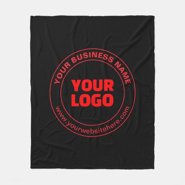 Your Logo or Image & Editable Text, Red or DIY Fleece Blanket (Front)