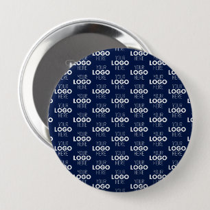Your Logo or Image Repeating Pattern   Navy Blue 10 Cm Round Badge
