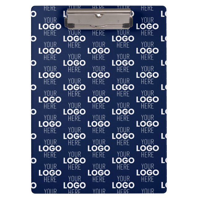 Your Logo or Image Repeating Pattern | Navy Blue Clipboard (Front)