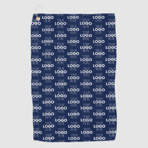 Your Logo or Image Repeating Pattern   Navy Blue Golf Towel