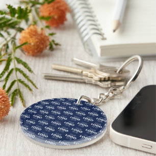 Your Logo or Image Repeating Pattern   Navy Blue Key Ring