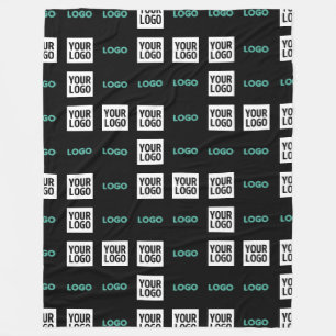 Your Logo or Image   Zig Zag Pattern w/Two Images Fleece Blanket