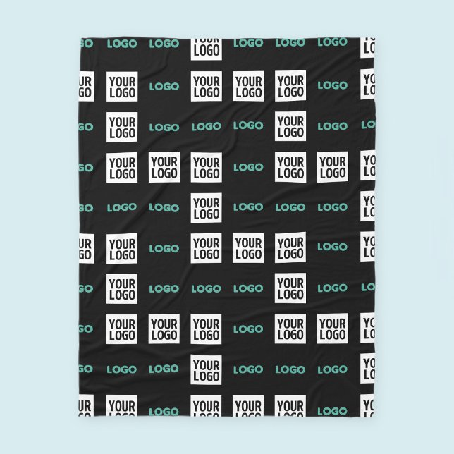 Your Logo or Image | Zig Zag Pattern w/Two Images Fleece Blanket (Creator Uploaded)