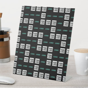 Your Logo or Image Zig Zag Pattern w/Two Images Pedestal Sign