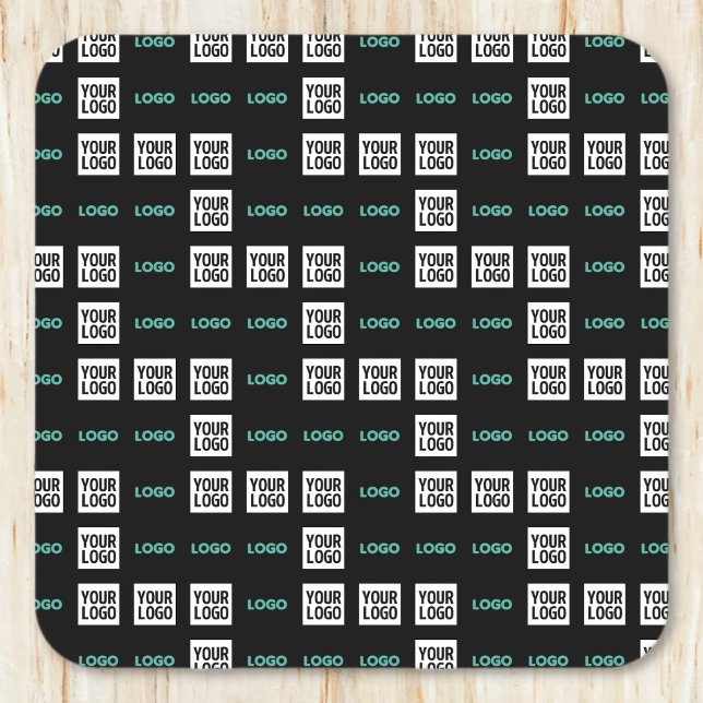 Your Logo or Image | Zig Zag Pattern w/Two Images Square Paper Coaster (Creator Uploaded)