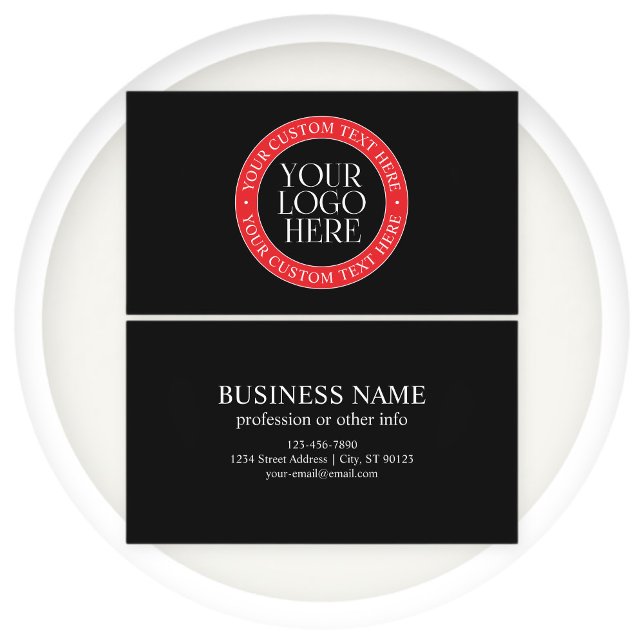 Your Logo or other Image | Black Red & White Business Card (Creator Uploaded)