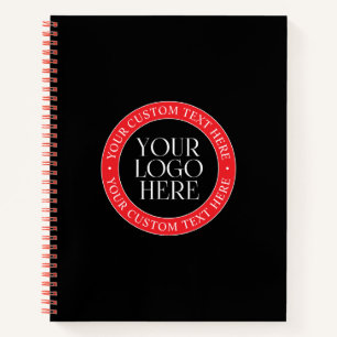 Your Logo or other Image   Black Red & White Notebook