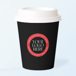 Your Logo or other Image Black Red & White Paper Cups