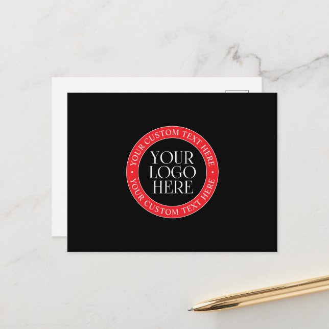 Your Logo or other Image | Black Red & White Postcard (Front/Back In Situ)