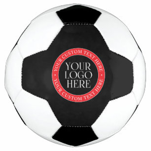 Your Logo or other Image   Black Red & White Soccer Ball