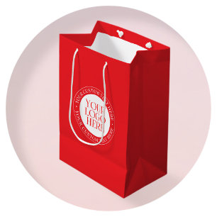 Your Logo or other Image Christmas Red & White Medium Gift Bag