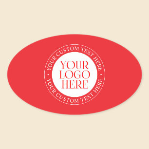 Your Logo or other Image   Christmas Red & White Oval Sticker