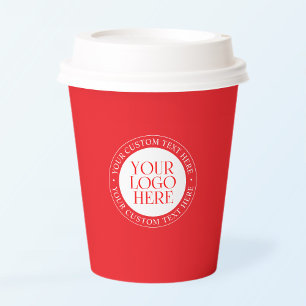 Your Logo or other Image Christmas Red & White Paper Cups