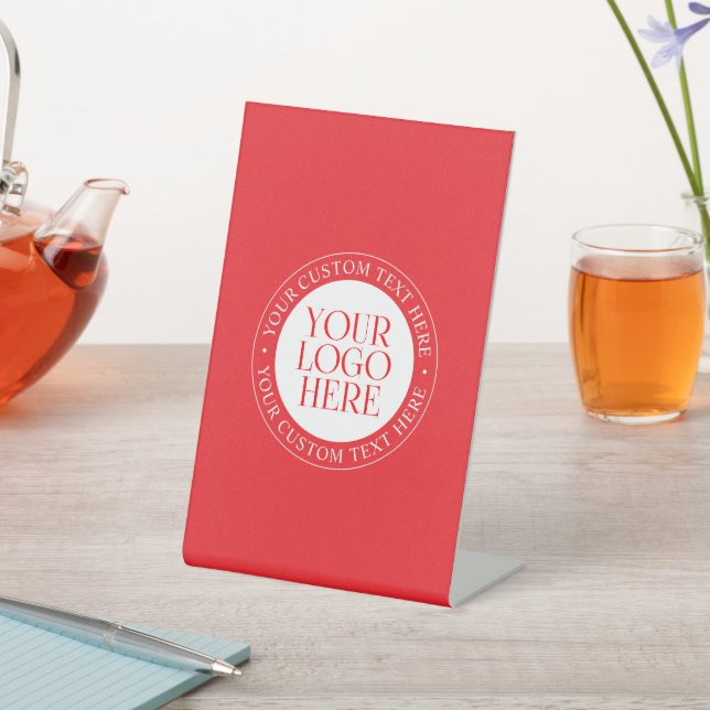 Your Logo or other Image | Christmas Red & White Pedestal Sign (In SItu)